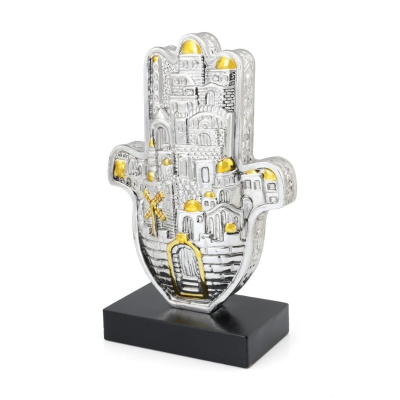 Silver Jerusalem Hamsa House Blessing (Hebrew, English or Spanish)
